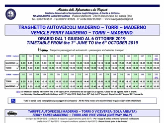 Fahrpläne Schifffahrt Torri del Benaco a Toscolano Maderno sul Garda