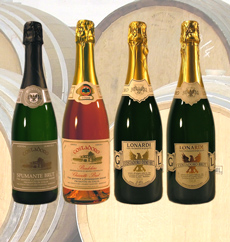 Spumante Bianco Costadoro Brut Metodo Charmat, Spumante Chiaretto Classico DOC Metodo Charmat, Spumante Bianco Lonardi Costadoro Demi Sec Metodo Tradizionale, Spumante Bianco Lonardi Costadoro Brut Metodo Tradizionale